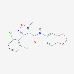 molecular formula C18H12Cl2N2O4 B448029 N-(1,3-benzodioxol-5-yl)-3-(2,6-dichlorophenyl)-5-methyl-4-isoxazolecarboxamide CAS No. 354544-76-6
