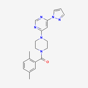 molecular formula C20H22N6O B4480326 4-[4-(2,5-dimethylbenzoyl)-1-piperazinyl]-6-(1H-pyrazol-1-yl)pyrimidine 