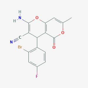 2-amino-4-(2-bromo-4-fluorophenyl)-7-methyl-5-oxo-4H,5H-pyrano[4,3-b]pyran-3-carbonitrile