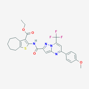 ethyl 2-({[5-(4-methoxyphenyl)-7-(trifluoromethyl)pyrazolo[1,5-a]pyrimidin-2-yl]carbonyl}amino)-5,6,7,8-tetrahydro-4H-cyclohepta[b]thiophene-3-carboxylate