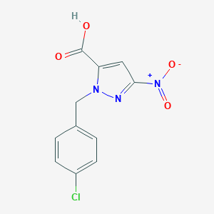 molecular formula C11H8ClN3O4 B448039 1-(4-chlorobenzyl)-3-nitro-1H-pyrazole-5-carboxylic acid CAS No. 402614-96-4