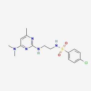 molecular formula C15H20ClN5O2S B4480408 4-chloro-N-(2-{[4-(dimethylamino)-6-methyl-2-pyrimidinyl]amino}ethyl)benzenesulfonamide 