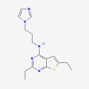 molecular formula C16H21N5S B4480422 2,6-diethyl-N-[3-(1H-imidazol-1-yl)propyl]thieno[2,3-d]pyrimidin-4-amine 