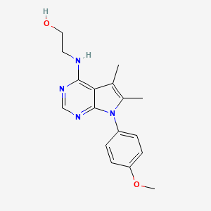 molecular formula C17H20N4O2 B4480603 2-{[7-(4-METHOXYPHENYL)-5,6-DIMETHYL-7H-PYRROLO[2,3-D]PYRIMIDIN-4-YL]AMINO}-1-ETHANOL 