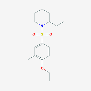 molecular formula C16H25NO3S B4480744 1-(4-Ethoxy-3-methylphenyl)sulfonyl-2-ethylpiperidine 