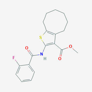 molecular formula C19H20FNO3S B448076 Methyl 2-{[(2-fluorophenyl)carbonyl]amino}-4,5,6,7,8,9-hexahydrocycloocta[b]thiophene-3-carboxylate 