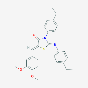 molecular formula C28H28N2O3S B448084 5-(3,4-Dimethoxybenzylidene)-3-(4-ethylphenyl)-2-[(4-ethylphenyl)imino]-1,3-thiazolidin-4-one 