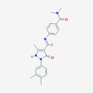molecular formula C22H24N4O2 B448089 4-({[1-(3,4-dimethylphenyl)-3-methyl-5-oxo-1,5-dihydro-4H-pyrazol-4-yliden]methyl}amino)-N~1~,N~1~-dimethylbenzamide 