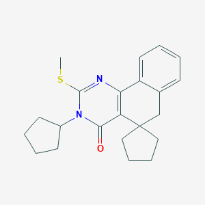 molecular formula C22H26N2OS B448090 3-cyclopentyl-2-(methylsulfanyl)-5,6-dihydrospiro(benzo[h]quinazoline-5,1'-cyclopentane)-4(3H)-one CAS No. 332024-57-4