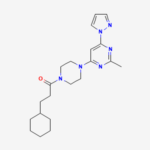 4-[4-(3-cyclohexylpropanoyl)-1-piperazinyl]-2-methyl-6-(1H-pyrazol-1-yl)pyrimidine