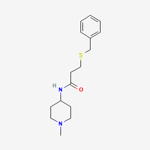 molecular formula C16H24N2OS B4480929 3-(benzylsulfanyl)-N-(1-methylpiperidin-4-yl)propanamide 