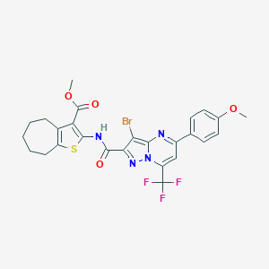 methyl 2-({[3-bromo-5-(4-methoxyphenyl)-7-(trifluoromethyl)pyrazolo[1,5-a]pyrimidin-2-yl]carbonyl}amino)-5,6,7,8-tetrahydro-4H-cyclohepta[b]thiophene-3-carboxylate