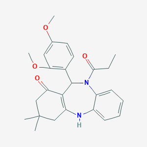 6-(2,4-Dimethoxyphenyl)-9,9-dimethyl-5-propanoyl-6,8,10,11-tetrahydrobenzo[b][1,4]benzodiazepin-7-one