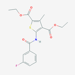 molecular formula C18H18FNO5S B448099 Diethyl 5-[(3-fluorobenzoyl)amino]-3-methyl-2,4-thiophenedicarboxylate 