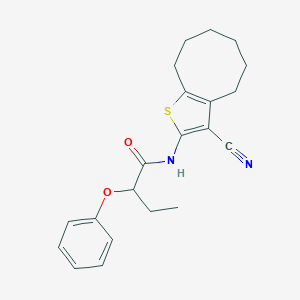 molecular formula C21H24N2O2S B448102 N-(3-cyano-4,5,6,7,8,9-hexahydrocycloocta[b]thiophen-2-yl)-2-phenoxybutanamide 