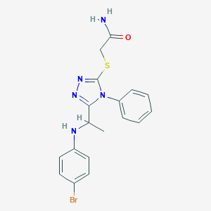 molecular formula C18H18BrN5OS B448103 2-[[5-[1-(4-Bromoanilino)ethyl]-4-phenyl-1,2,4-triazol-3-yl]sulfanyl]acetamide 