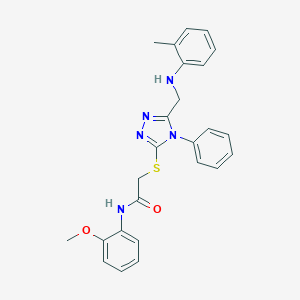N-(2-methoxyphenyl)-2-{[4-phenyl-5-(2-toluidinomethyl)-4H-1,2,4-triazol-3-yl]sulfanyl}acetamide