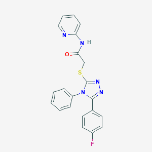 molecular formula C21H16FN5OS B448112 2-{[5-(4-fluorophenyl)-4-phenyl-4H-1,2,4-triazol-3-yl]sulfanyl}-N-(2-pyridinyl)acetamide 