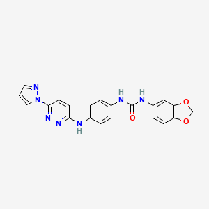 molecular formula C21H17N7O3 B4481120 N-1,3-benzodioxol-5-yl-N'-(4-{[6-(1H-pyrazol-1-yl)-3-pyridazinyl]amino}phenyl)urea 