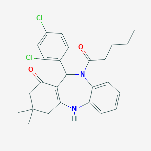 6-(2,4-Dichlorophenyl)-9,9-dimethyl-5-pentanoyl-6,8,10,11-tetrahydrobenzo[b][1,4]benzodiazepin-7-one