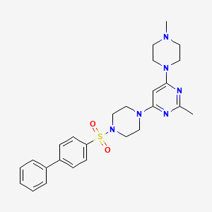 molecular formula C26H32N6O2S B4481184 4-[4-(4-biphenylylsulfonyl)-1-piperazinyl]-2-methyl-6-(4-methyl-1-piperazinyl)pyrimidine 