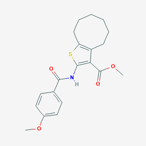 molecular formula C20H23NO4S B448134 Methyl 2-{[(4-methoxyphenyl)carbonyl]amino}-4,5,6,7,8,9-hexahydrocycloocta[b]thiophene-3-carboxylate 