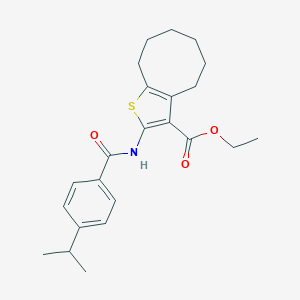 molecular formula C23H29NO3S B448135 Ethyl 2-[(4-isopropylbenzoyl)amino]-4,5,6,7,8,9-hexahydrocycloocta[b]thiophene-3-carboxylate 