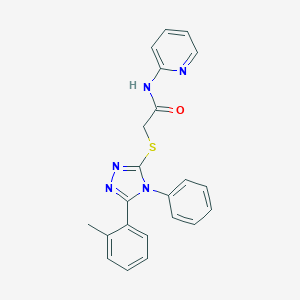 molecular formula C22H19N5OS B448136 2-{[5-(2-methylphenyl)-4-phenyl-4H-1,2,4-triazol-3-yl]sulfanyl}-N-(2-pyridinyl)acetamide 