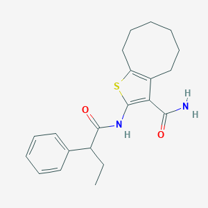 molecular formula C21H26N2O2S B448140 2-[(2-Phenylbutanoyl)amino]-4,5,6,7,8,9-hexahydrocycloocta[b]thiophene-3-carboxamide 
