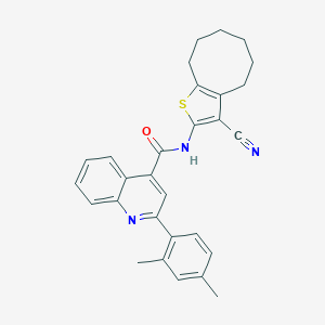 molecular formula C29H27N3OS B448147 N-(3-cyano-4,5,6,7,8,9-hexahydrocycloocta[b]thiophen-2-yl)-2-(2,4-dimethylphenyl)quinoline-4-carboxamide 