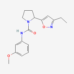 molecular formula C17H21N3O3 B4481496 2-(3-ethyl-1,2-oxazol-5-yl)-N-(3-methoxyphenyl)pyrrolidine-1-carboxamide 