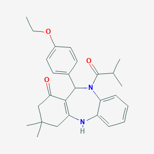 molecular formula C27H32N2O3 B448152 11-(4-ethoxyphenyl)-10-isobutyryl-3,3-dimethyl-2,3,4,5,10,11-hexahydro-1H-dibenzo[b,e][1,4]diazepin-1-one 