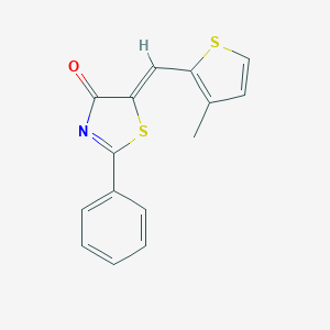 molecular formula C15H11NOS2 B448153 (Z)-5-((3-methylthiophen-2-yl)methylene)-2-phenylthiazol-4(5H)-one CAS No. 354545-77-0