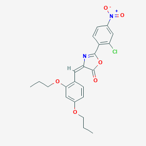 molecular formula C22H21ClN2O6 B448154 2-{2-chloro-4-nitrophenyl}-4-(2,4-dipropoxybenzylidene)-1,3-oxazol-5(4H)-one 
