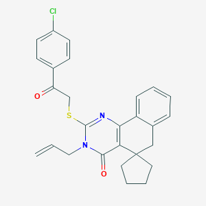 molecular formula C27H25ClN2O2S B448157 2-[2-(4-chlorophenyl)-2-oxoethyl]sulfanyl-3-prop-2-enylspiro[6H-benzo[h]quinazoline-5,1'-cyclopentane]-4-one CAS No. 316360-04-0