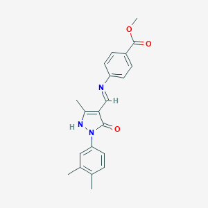 molecular formula C21H21N3O3 B448162 methyl 4-({[1-(3,4-dimethylphenyl)-3-methyl-5-oxo-1,5-dihydro-4H-pyrazol-4-ylidene]methyl}amino)benzoate 