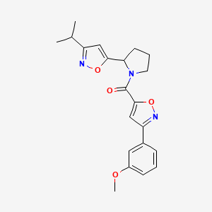 5-{1-[3-(3-Methoxyphenyl)-1,2-oxazole-5-carbonyl]pyrrolidin-2-YL}-3-(propan-2-YL)-1,2-oxazole