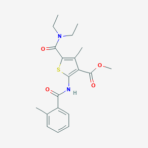 molecular formula C20H24N2O4S B448170 Methyl 5-(diethylcarbamoyl)-4-methyl-2-{[(2-methylphenyl)carbonyl]amino}thiophene-3-carboxylate 