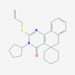 2-(allylsulfanyl)-3-cyclopentyl-5,6-dihydrospiro(benzo[h]quinazoline-5,1'-cyclohexane)-4(3H)-one