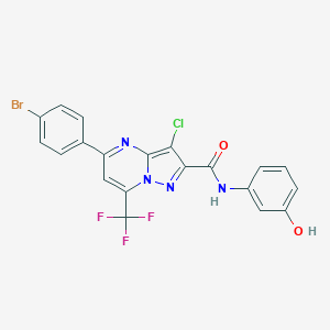 molecular formula C20H11BrClF3N4O2 B448175 5-(4-bromophenyl)-3-chloro-N-(3-hydroxyphenyl)-7-(trifluoromethyl)pyrazolo[1,5-a]pyrimidine-2-carboxamide 