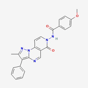 4-methoxy-N-(2-methyl-6-oxo-3-phenylpyrazolo[1,5-a]pyrido[3,4-e]pyrimidin-7(6H)-yl)benzamide