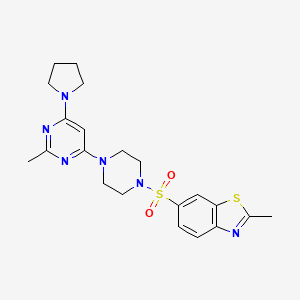 molecular formula C21H26N6O2S2 B4481766 2-methyl-6-({4-[2-methyl-6-(1-pyrrolidinyl)-4-pyrimidinyl]-1-piperazinyl}sulfonyl)-1,3-benzothiazole 