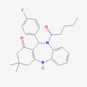 11-(4-fluorophenyl)-3,3-dimethyl-10-pentanoyl-2,3,4,5,10,11-hexahydro-1H-dibenzo[b,e][1,4]diazepin-1-one