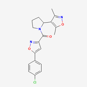 molecular formula C19H18ClN3O3 B4481825 4-(1-{[5-(4-chlorophenyl)-3-isoxazolyl]carbonyl}-2-pyrrolidinyl)-3,5-dimethylisoxazole 