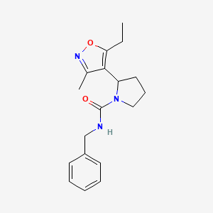 molecular formula C18H23N3O2 B4481827 N-benzyl-2-(5-ethyl-3-methyl-1,2-oxazol-4-yl)pyrrolidine-1-carboxamide 