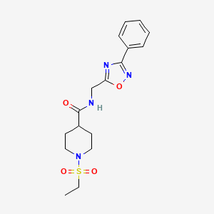 molecular formula C17H22N4O4S B4481892 1-(ETHANESULFONYL)-N-[(3-PHENYL-1,2,4-OXADIAZOL-5-YL)METHYL]PIPERIDINE-4-CARBOXAMIDE 