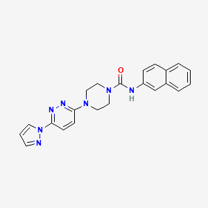 molecular formula C22H21N7O B4481899 N-2-naphthyl-4-[6-(1H-pyrazol-1-yl)-3-pyridazinyl]-1-piperazinecarboxamide 