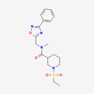 molecular formula C18H24N4O4S B4481974 1-(ETHANESULFONYL)-N-METHYL-N-[(3-PHENYL-1,2,4-OXADIAZOL-5-YL)METHYL]PIPERIDINE-3-CARBOXAMIDE 