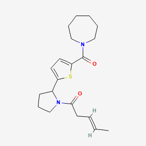 (E)-1-[2-[5-(azepane-1-carbonyl)thiophen-2-yl]pyrrolidin-1-yl]pent-3-en-1-one