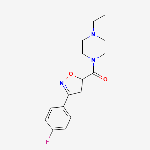 molecular formula C16H20FN3O2 B4482224 1-ethyl-4-{[3-(4-fluorophenyl)-4,5-dihydro-5-isoxazolyl]carbonyl}piperazine 